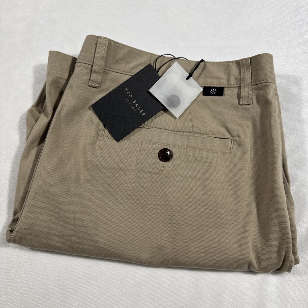 Ted Baker Fordo Chino Shorts Mens 40Rx7 Tan Quiet Luxury Cotton Blend NWT‎